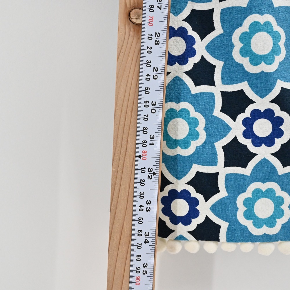 Trina Turk Moroccan Print Shift Dress Size 2 Blue Floral Sleeveless Pom Pom Trim - Picture 5 of 13